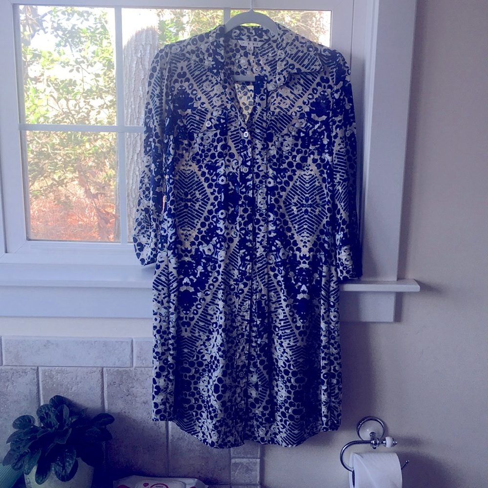 CAbi button up dress with tie